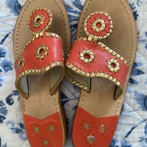 Jack Rogers Women's Coral and Gold Sandals